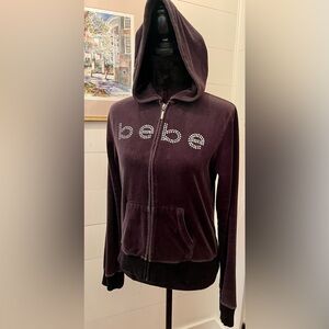 Bebe Sport Velour Hoodie  in Black is a stylish and comfortable Size Med Y2K